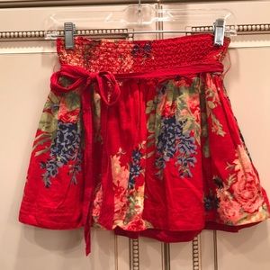 Abercrombie Red Floral Skirt